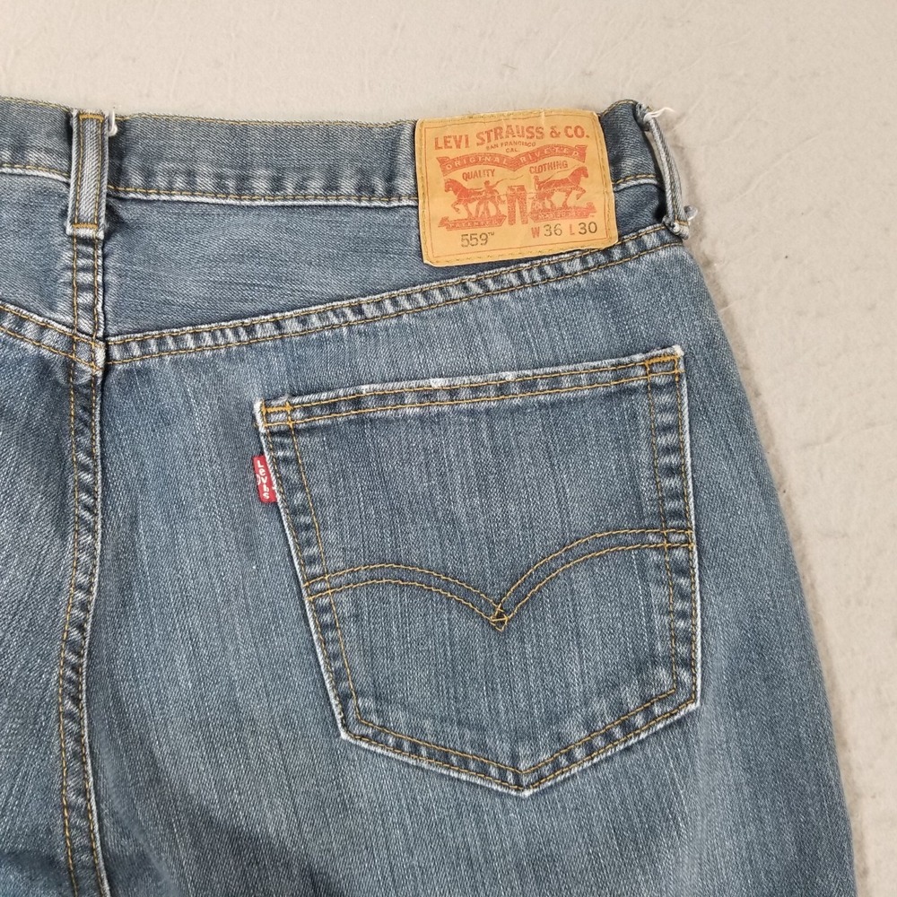 Levi's 559 jeans men's 36x30 relaxed fit straight blue denim pants retro - Picture 9 of 12